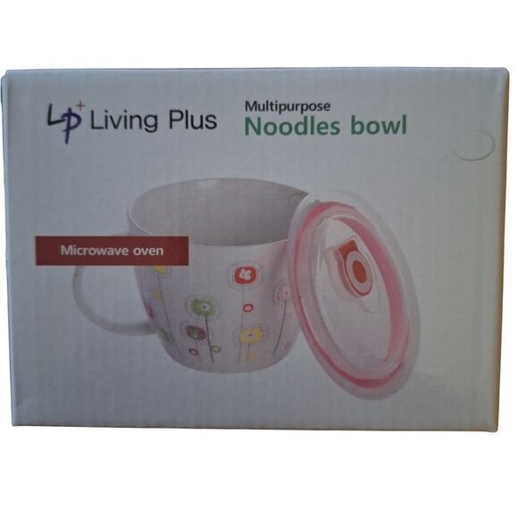 Ceramic Noodles Bowl Cup with Lid LP Living Plus Microwave Multi Purpose - Picture 1 of 9